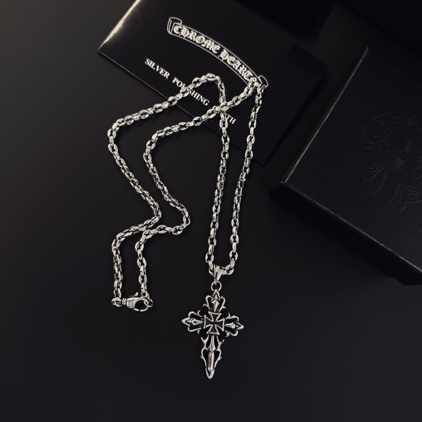 Chrome Hearts Silver Cross Pendant Necklace